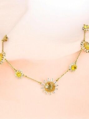 kate spade Gold-Tone Daisy Station Necklace with Yellow Accents